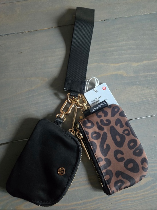 lululemon athletica Handbags - Lululemon athletica Dual Pouch Wristlet leopard nwt black bag purse gym keychain